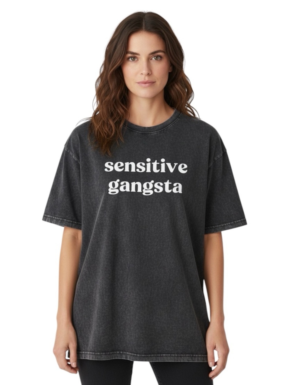 Sensitive Gangsta Graphic Tee - Charcoal